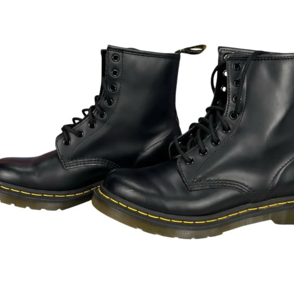 Black Leather Lace-Up Boots - Picture 2 of 2